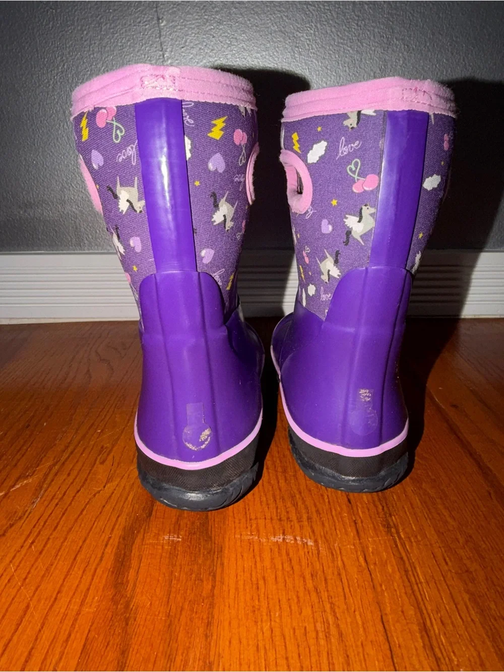BOGS Kids Waterproof Insulated Rain Boots Purple Unicorn -22°F Girls Boots 12 13